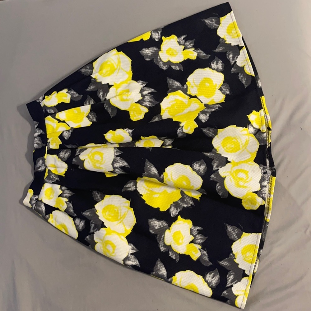 Yellow blue floral skirt